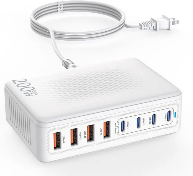 Main image of USB C Charger Block 200W GaN 8 Port USB C Charging Station USB Hub Block Cube Type C & USB A Wall Charger Power Adapter for Multiple Devices  iPhone 16/15/14 Steam Deck MacBook Pro/Air iPad Pro