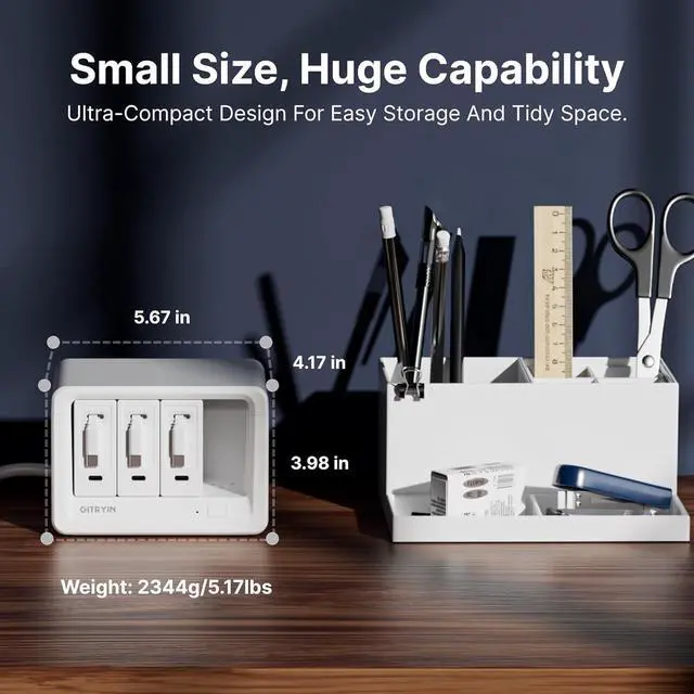 Alt view image 6 of 7 - 11-in-1 Desktop Charging Station with 3 Retractable Wall Chargers 40W USB-C Power Strip with 5 AC 3 USB C 3 Type-C 31.5in Cables Extension Cord with 1020J Surge Protection for Home Office