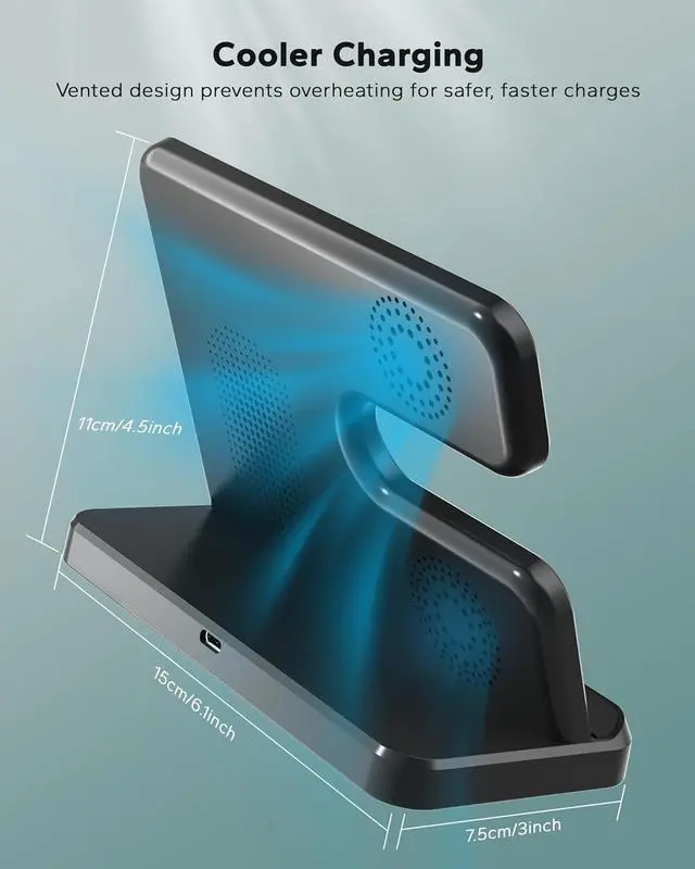 Alt view image 5 of 7 - 3 in 1 Charging Station for  Wireless Phone and Watch Charger for Galaxy S25/Ultra/S24/S23/Z Flip Qi-Certified Fast Charging for  Watch Galaxy 8/7/6/5 Galaxy Buds 3/2/Pro