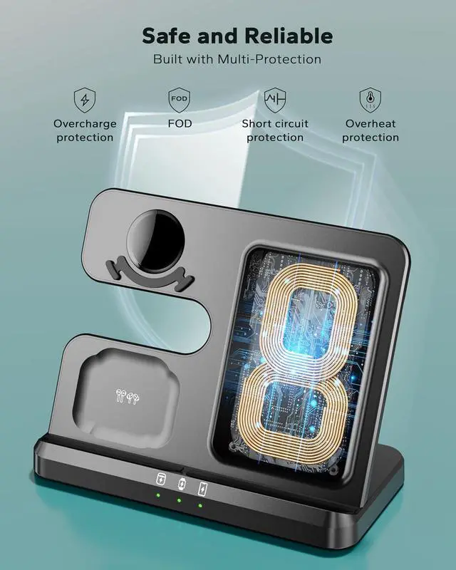 Alt view image 6 of 7 - 3 in 1 Charging Station for  Wireless Phone and Watch Charger for Galaxy S25/Ultra/S24/S23/Z Flip Qi-Certified Fast Charging for  Watch Galaxy 8/7/6/5 Galaxy Buds 3/2/Pro