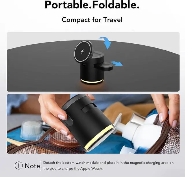 Alt view image 5 of 7 - 4 in 1 Wireless Charging Station for Multiple Devices  MagSafe Charger Stand with Warm Night Light for iPhone 16 15 14 13 12 13 12 Plus/Pro/Pro Max/Plus/ iWatch10 9 8 7 SE 6/Ultra