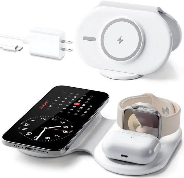 Main image of 2025 Traveling Portable Wireless Mag-Safe Fast Charging Station Magnetic 3 in 1 Charger for iPhone 16 15 14 13 12 Pro Max Plus  Watch Series & Air pods 4 3 2 Pro-Gifts for Family