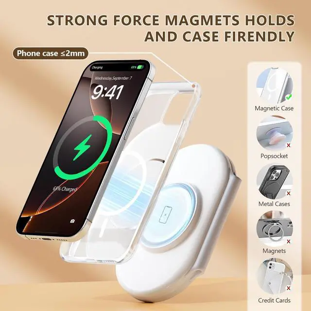 Alt view image 4 of 7 - 2025 Traveling Portable Wireless Mag-Safe Fast Charging Station Magnetic 3 in 1 Charger for iPhone 16 15 14 13 12 Pro Max Plus  Watch Series & Air pods 4 3 2 Pro-Gifts for Family