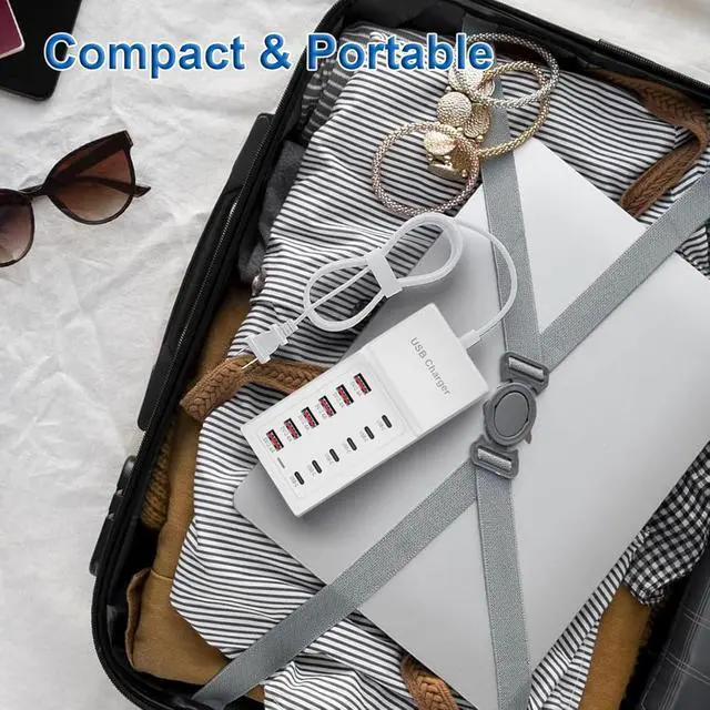 Alt view image 5 of 6 - USB Charging Station 12 Ports USB C Charger 50W/10A MultiPort Charging Block[6 USBC+6 USBA] Compatible with iPhone 16/15/14/13//Tablet/Watch/Headphones and Multiple Charger Plug