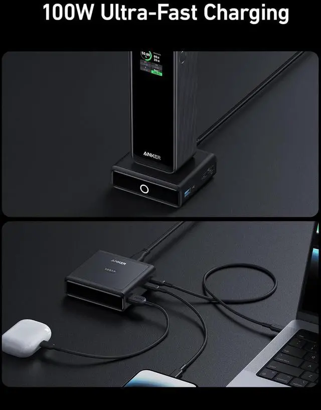 Alt view image 4 of 6 - Charging Base 100W Fast Charging with 4 Ports for Prime Power Bank Compatible with MacBook iPhone 15/15 Plus/15 Pro/15 Pro Max/14 Series  Pixel (Power Bank Not Included)