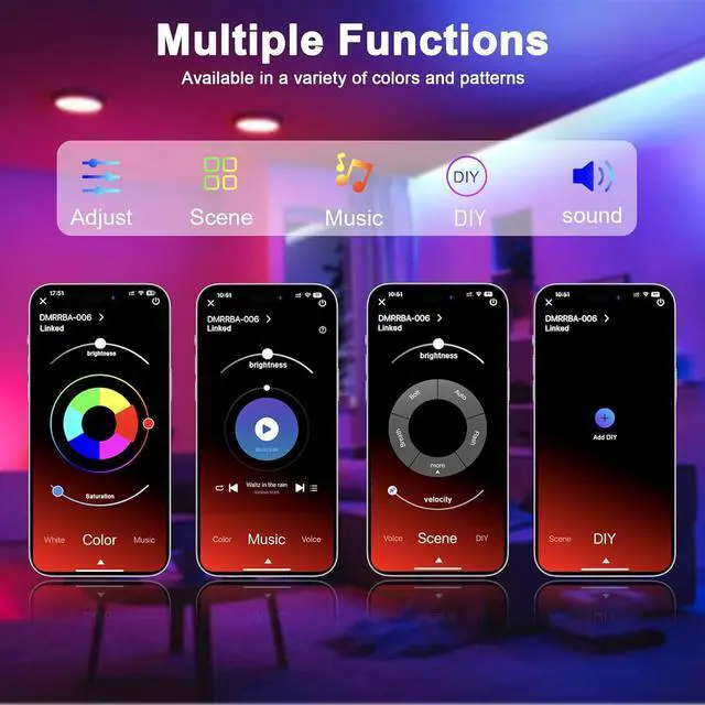 Alt view image 6 of 7 - 32.8FT Neon LED Rope Lights IP67 Waterproof LED Lights for Bedroom Flexible LED Light Strip with Remote and APP Control RGB Lighting Strip for Indoors Outdoors Bedroom Room Home Decor