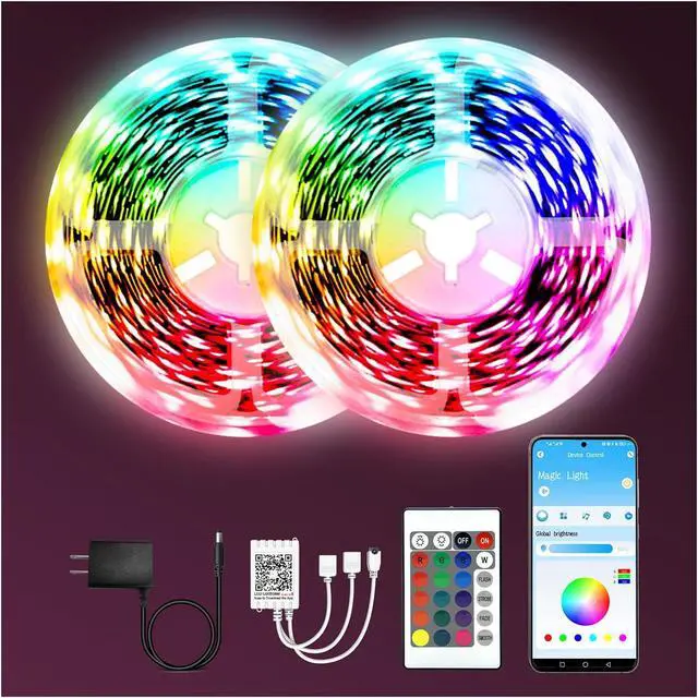 Main image of Led Lights for Bedroom 130ft(2 Rolls of 65.6ft) Led Lighting with Remote&App Control Color Changing Led Lights for Room RGB Led Strip Lights Music Sync Home Decor 24V Power Supply