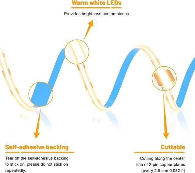 Alt view image 4 of 6 - 6.56ft COB LED Strip Light 6 Rolls of 3000K Flexible COB LED for Acoustic Panel and Wood Slat Wall Panels Parallel with Dimmable Touch Sensor Switch Cuttable for Wood Slat Lighting Shelf