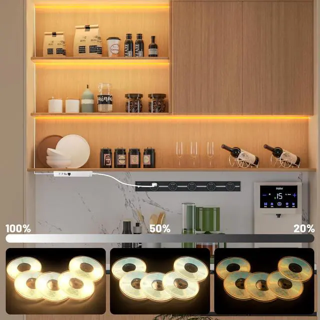 Alt view image 5 of 6 - 6.56ft COB LED Strip Light 6 Rolls of 3000K Flexible COB LED for Acoustic Panel and Wood Slat Wall Panels Parallel with Dimmable Touch Sensor Switch Cuttable for Wood Slat Lighting Shelf