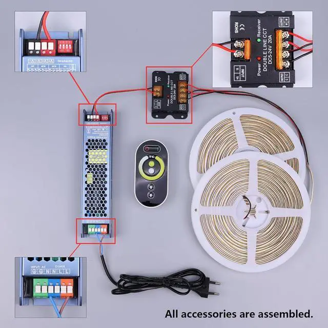 Alt view image 6 of 7 - 24V CCT COB LED Strip Lights Kit 65.6ft (2 Rolls of 32.8ft), 2700K-6500K Dimmable White Cuttable LED Tape Light CRI 93 with Remote Controller and Power Supply for Bedroom Indoor ration