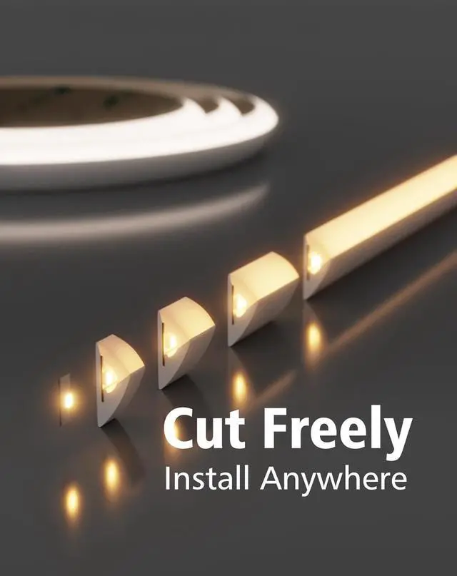 Alt view image 2 of 7 - Under Cabinet Lighting LED Strip - 24V Flexible Under Shelf Light with Adhesive Backing 2700K Warm White 810LM/M for Closet Pantry 72in/6ft (Cut-to-Size) Hardwired No Power Supply