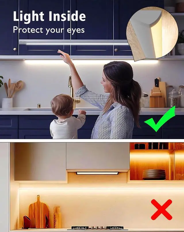Alt view image 3 of 7 - Under Cabinet Lighting LED Strip - 24V Flexible Under Shelf Light with Adhesive Backing 5000K Cool White 810LM/M LED Strip for Closet Pantry 24in/2ft (Cut-to-Size) Hardwired No Power Supply