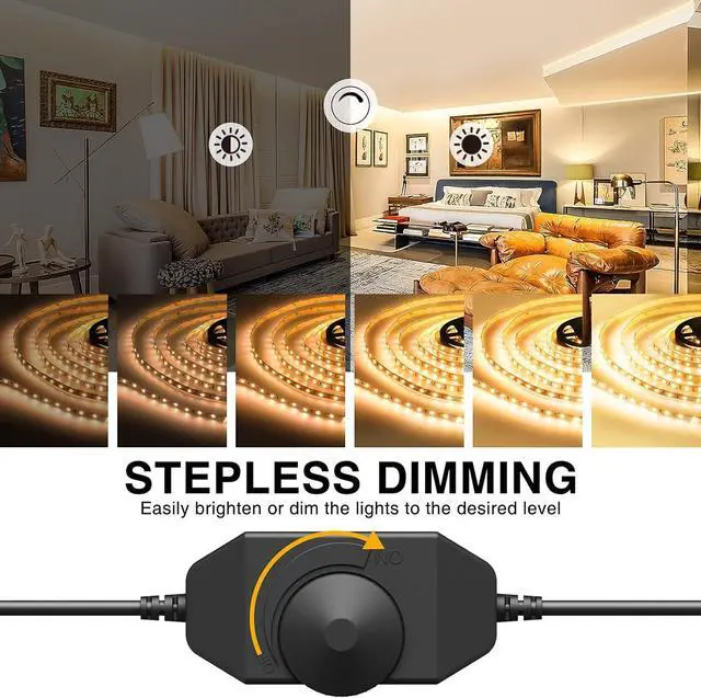 Alt view image 3 of 7 - Warm White LED Strip Lights 49.2ft 3000K Warm White Dimmable Strip Lighting 2835 LEDs Tape Light Flexible Ribbon Light for Kitchen Cabinet Bedroom Wardrobe 15m 12V Adhesive Rope Light
