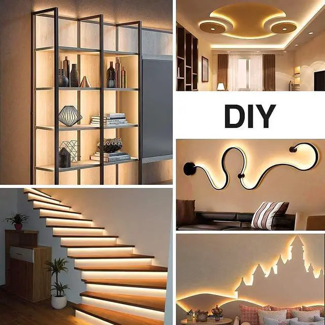 Alt view image 5 of 7 - Warm White LED Strip Lights 49.2ft 3000K Warm White Dimmable Strip Lighting 2835 LEDs Tape Light Flexible Ribbon Light for Kitchen Cabinet Bedroom Wardrobe 15m 12V Adhesive Rope Light