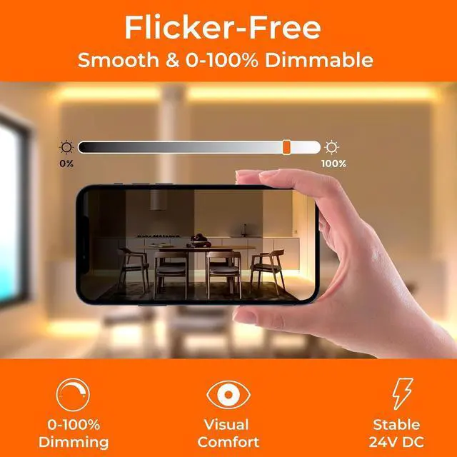 Alt view image 6 of 7 - COB LED Strip Lights Neutral White 3500K 24V DC Premium Tape Light with Strong 3M VHB Tape CRI 95 UL Listed Cuttable Dimmable for Living Room Stairs Shelves (NO Power Supply)