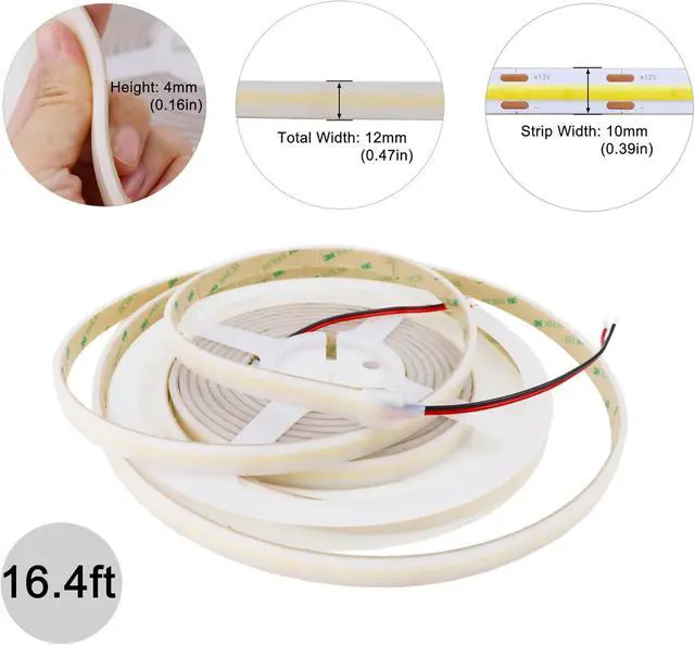 Alt view image 5 of 6 - COB White LED Strip Lights 6000K 528LEDs/M 90Ra+ DC12V Silicone Tube LED Lights Strips Outdoor Waterproof IP67 Linear COB LED Tape Light for Garden Backyard Wheel Lights