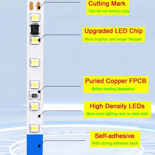 Alt view image 6 of 7 - LED Strip Lights SMD 2835 LED Strip DC12V 1200LEDs 16.4Ft 26000LM High Density LED Light Strips Waterproof IP65 3 Times Brightness Than SMD3528 LED Strip Orange