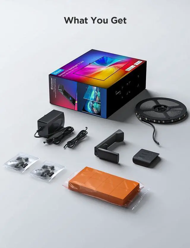 Alt view image 7 of 7 - TV Backlight 3 Lite with Fish-Eye Correction Function Sync to 40-50 Inch TVs 7.8ft RGBICW Wi-Fi LED Strip Lights with Camera 4 Colors in 1 Lamp Bead Voice and APP Control Adapter