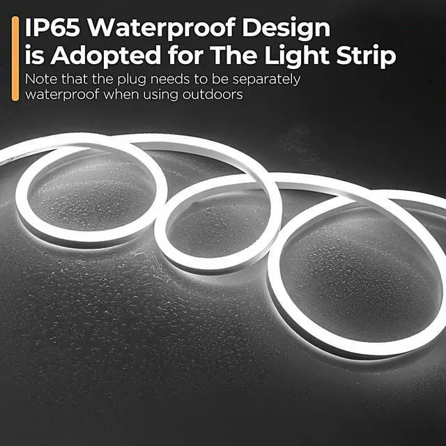 Alt view image 2 of 7 - LED Neon Rope Lights White 50FT 15M Flexible AC 110V 120V LED Strip Lights Outdoor Waterproof Plug-Play Neon Strip Lighting Dot Free Connectable Home Commercial Decor Neon Sign ETL FCC