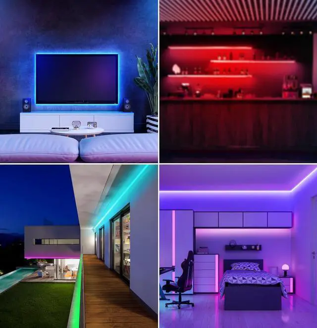 Alt view image 4 of 7 - 32ft Color Changing LED Ultrathin Strip Light Flexible Cuttable 16 Preset Colors Adjustable Brightness & Effects Remote Control Included No Wi-Fi Needed TAPE384/RGB