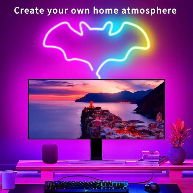 Alt view image 4 of 7 - LED neon Lights Strip 66ft DC 24V RGB LED neon Light Strip APP Remote Controls Control Waterproof Flexible Neon LED Rope Lights for Bedroom Playroom Outdoors Décor