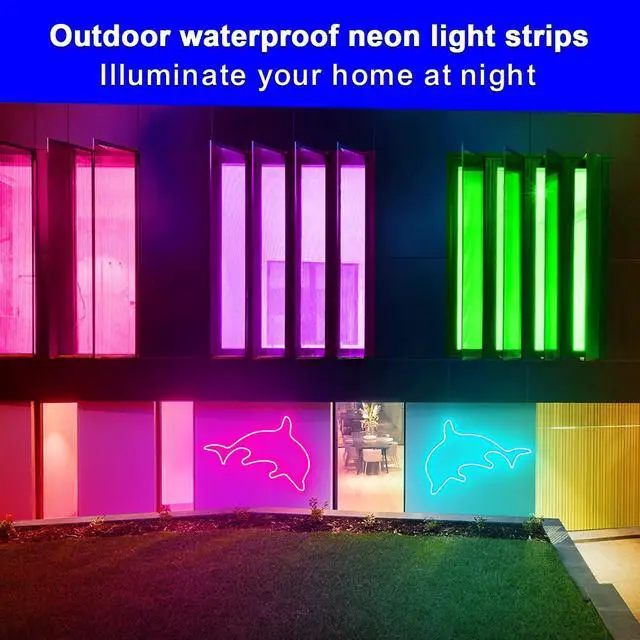 Alt view image 5 of 7 - LED neon Lights Strip 66ft DC 24V RGB LED neon Light Strip APP Remote Controls Control Waterproof Flexible Neon LED Rope Lights for Bedroom Playroom Outdoors Décor
