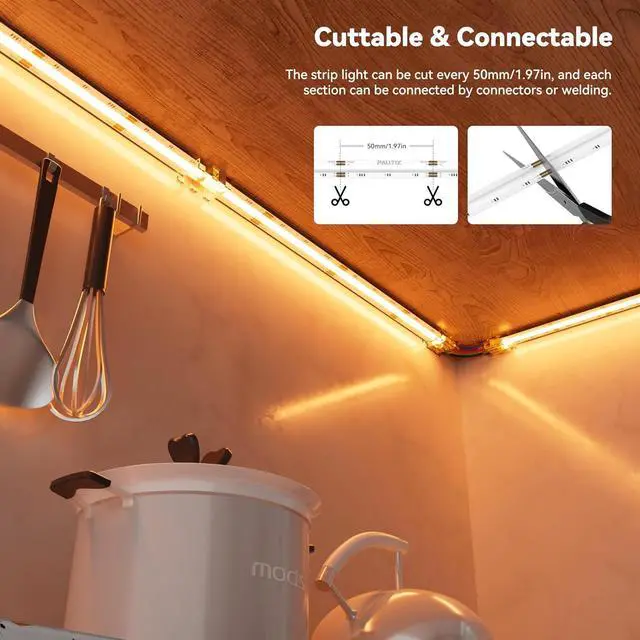 Alt view image 6 of 7 - RGB COB LED Strip Light UL Listed 24V Color Changing LED Strip Lights Multicolor Flexible Tape Light for Cabinet Room Bedroom Party DIY Lighting Projects(Power Supply & Controller Not Included)