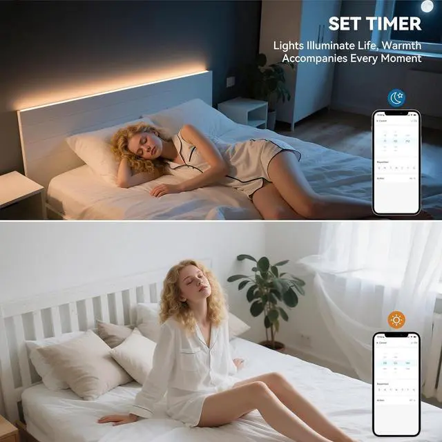 Alt view image 4 of 7 - CCT COB LED Strip Light White Tunable 3200LEDs CRI90+ 16.4ft/5m Dimmable 2700K-6500K 24V LED Tape Lights Kit Work with Alexa/Google Assistant for Under Cabinet Bedroom Kitchen DIY Lighting