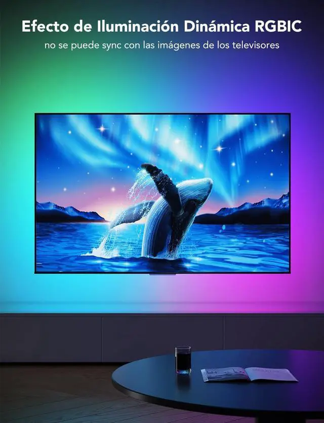 Alt view image 2 of 7 - TV LED Backlight RGBIC Smart LED Strip Lights for 55-65 Inch TVs Bluetooth and Wi-Fi APP Control Works with Alexa & Google Assistant Music Sync 99+ Scene Modes Adapter