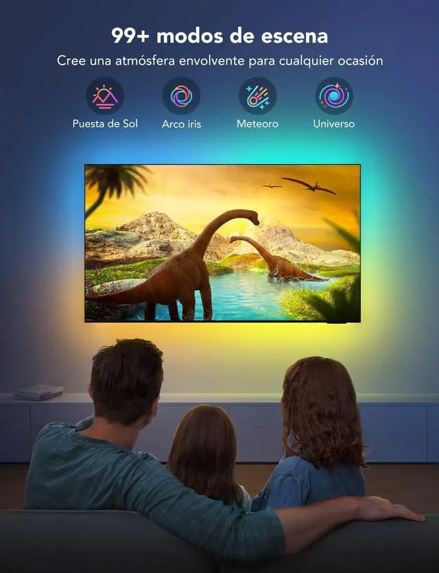 Alt view image 6 of 7 - TV LED Backlight RGBIC Smart LED Strip Lights for 55-65 Inch TVs Bluetooth and Wi-Fi APP Control Works with Alexa & Google Assistant Music Sync 99+ Scene Modes Adapter