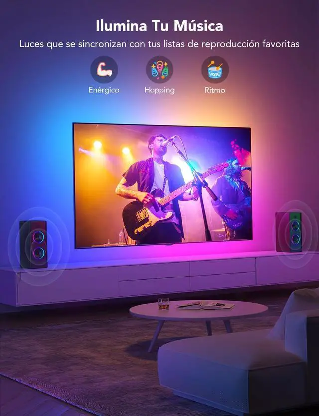 Alt view image 7 of 7 - TV LED Backlight RGBIC Smart LED Strip Lights for 55-65 Inch TVs Bluetooth and Wi-Fi APP Control Works with Alexa & Google Assistant Music Sync 99+ Scene Modes Adapter