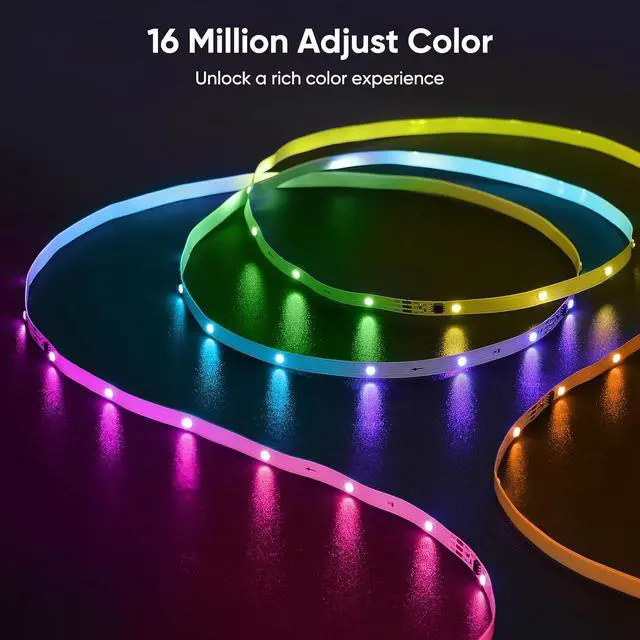 Alt view image 2 of 7 - Led Lights for Bedroom IC+RGB 65.6FT Strip Lights 24Key Remote with App Control Music Sync Color Changing for Room Decor Party