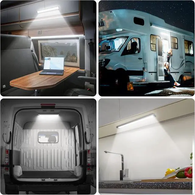 Alt view image 7 of 7 - 12v LED Interior Light Bar 168LEDs 15.4IN 1700LM 10W DC 12v Volt led Strip Lights with Switch for Enclosed Cargo Trailer Car RV Van Truck Lorry Camper Boat Caravan Motorhome (6Pcs)
