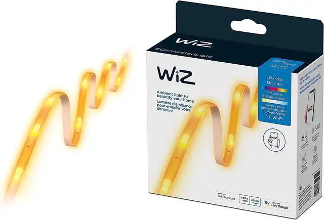 WiZ 13FT RGB Wi-Fi LED Smart Color Changing Light Strip - Connects to Your Existing 2.4Ghz Wi-Fi - Control with Wiz Connected App - Works with Google Home Alexa and Siri Shortcuts - No Hub Required
