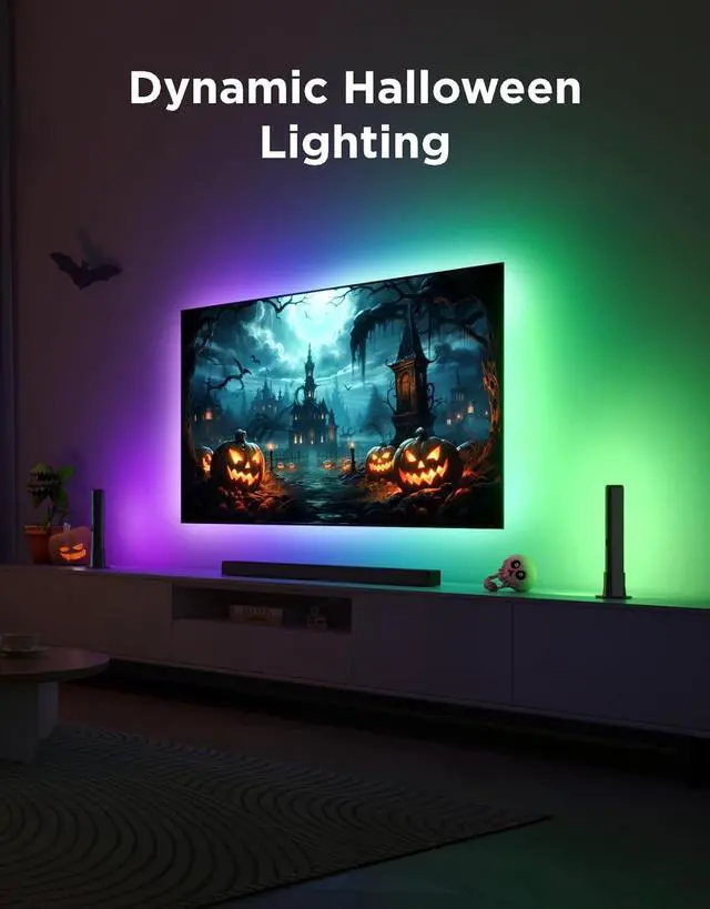 Alt view image 5 of 7 - TV LED Backlight RGBIC Smart LED Strip Lights for 55-65 Inch TVs Bluetooth and Wi-Fi APP Control Works with Alexa & Google Assistant Music Sync 99+ Scene Modes Adapter