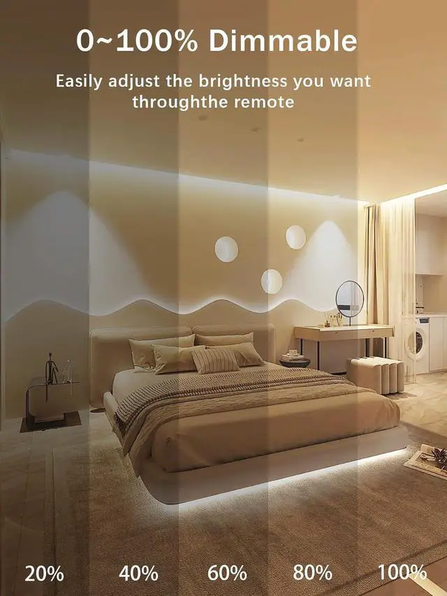 Alt view image 2 of 7 - COB LED Strip Light 16.4ft Warm White 6000K CRI93+ Super Bright High Lumen Dimmable 24V Flexible LED Tape Light with RF Remote for Cabinets Bedroom&Office DIY Lighting