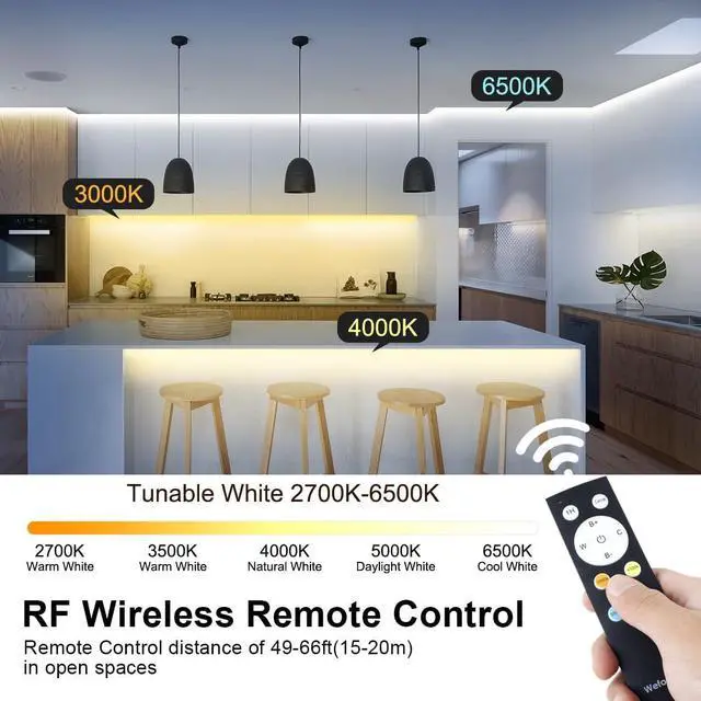 Alt view image 3 of 7 - White LED Strip Lights Upgraded 100ft Dimmable 2700K-6500K Bright 24V LED Light Strip with Remote and App Control 1440 LEDs Flexible Tape Lights for Living Room Bedroom Kitchen Ceiling