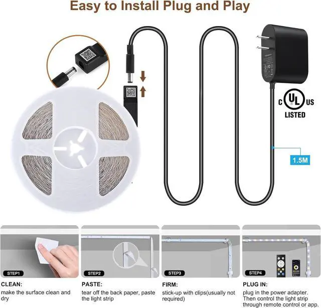 Alt view image 7 of 7 - White LED Strip Lights Upgraded 100ft Dimmable 2700K-6500K Bright 24V LED Light Strip with Remote and App Control 1440 LEDs Flexible Tape Lights for Living Room Bedroom Kitchen Ceiling