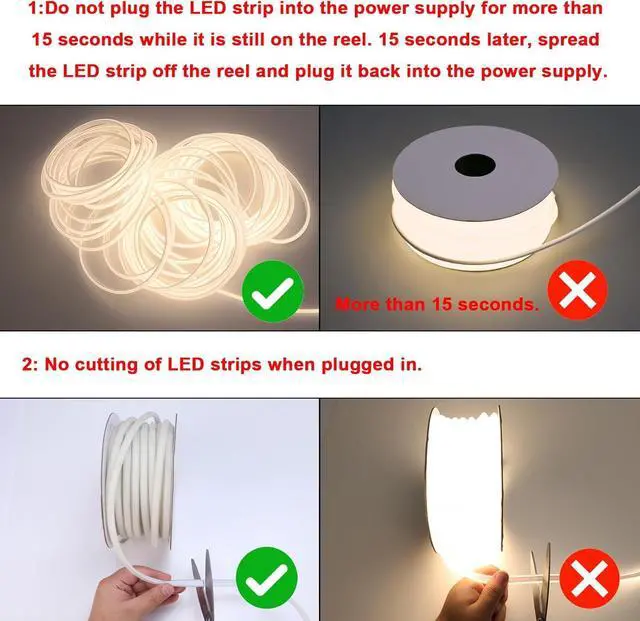 Alt view image 6 of 7 - AC 110V COB LED Strip Lights Outdoor Waterproof 65.6ft 4000K Natural White Super Bright 200W CRI 90+ LED Rope Light IP65 Flexible Cuttable for Bedroom Garden Commercial House