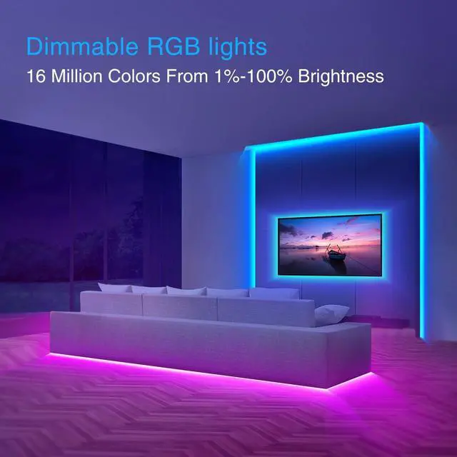 Alt view image 7 of 7 - Beantech LED Strip Lights 33ft Smart with App Control RGB Lights for Bedroom Works Alexa and Google Assistant Color Changing