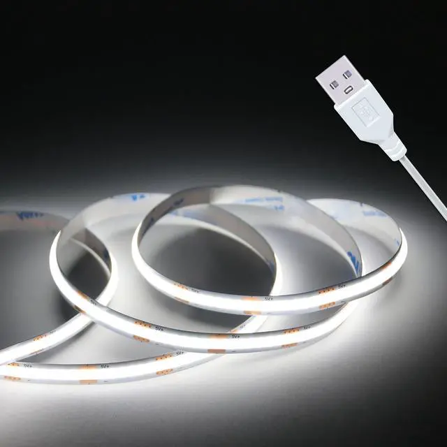 Main image of Led Strip Lights 5V USB LED Lighting COB Short LED Strip Light White Flexible Not Dimmable led Light for Display Cabinet Living Room DIY Home COB Lighting Decor tv Lights (3.28FT 6500K)