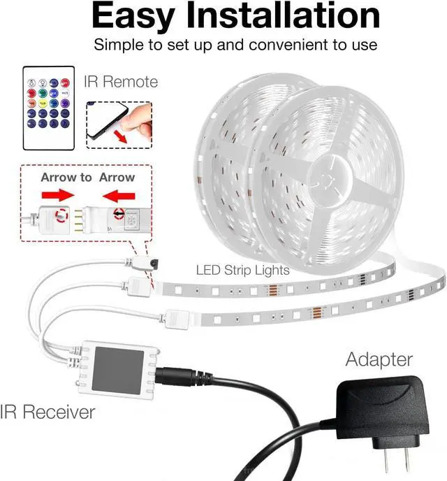 Alt view image 7 of 7 - 100 ft Smart WiFi Led Lights Led Strip Lights Work with Alexa and Google Assistant App Voice Remote Control Music Sync Color Changing RGB Strip Lighting for Bedroom Room Decor 50 ft *2