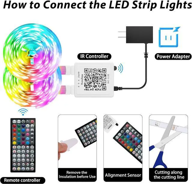 Alt view image 6 of 7 - Led Lights for Bedroom 250ft (2 Rolls of 125ft) Color Changing RGB Led Strip Lights with 60 Keys Remote and App Control Music Sync Led Lights for Room Kitchen Party Home Decor