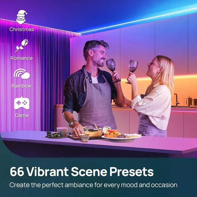 Alt view image 5 of 7 - LED Strip Lights RGB 10ft Smart Light Strip Work with Alexa and Google Home App Control Music Sync Segmented Color Changing Led Lights for Bedroom Kitchen