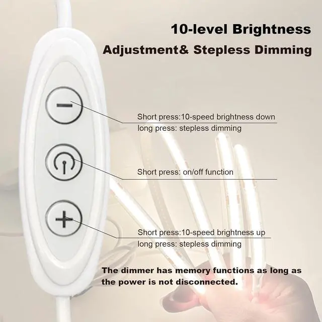 Alt view image 3 of 7 - 5v COB Led Strip Lights USB Powered 6000k Cool White CRI93+ 6ft Led Tape Light with Dimmer 10W/2meter Flexible & Dimmable COB Strips for Sewing Machine Bedroom Cabinet DIY Lighting Decor