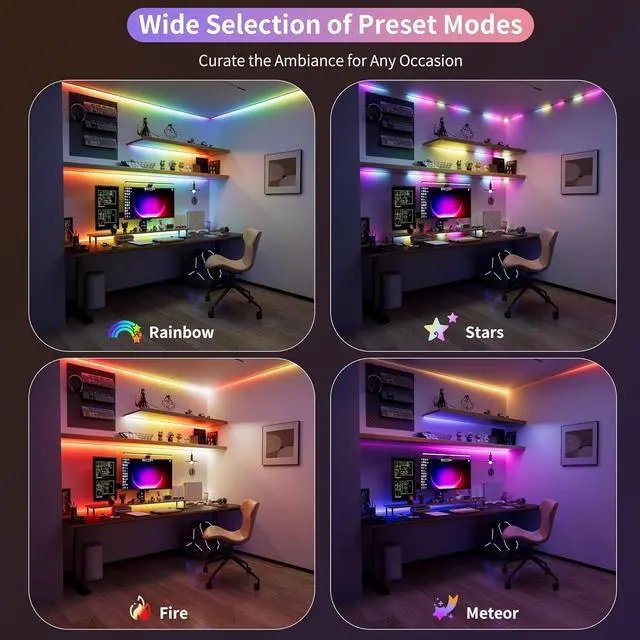 Alt view image 2 of 7 - RGB Smart IC COB LED Strip Light Addressable 16.4ft/5m UL-Listed 24V Color Flowing Strip Light Multicolor Flexible Tape Light Kit with APP Control/Music Mode for TV Bedroom Party DIY Decoration