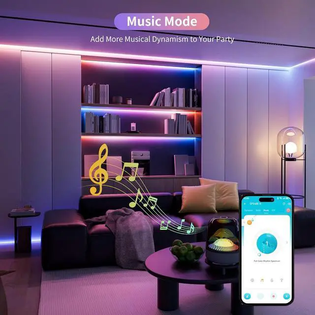 Alt view image 4 of 7 - RGB Smart IC COB LED Strip Light Addressable 16.4ft/5m UL-Listed 24V Color Flowing Strip Light Multicolor Flexible Tape Light Kit with APP Control/Music Mode for TV Bedroom Party DIY Decoration