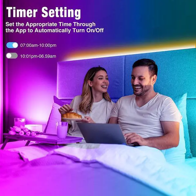 Alt view image 3 of 7 - 65.6ft Led Strip Lights Led Light Strips Music Sync Color Changing Led Lights with App Control and Remote Led Lights for Bedroom Party Home Decoration