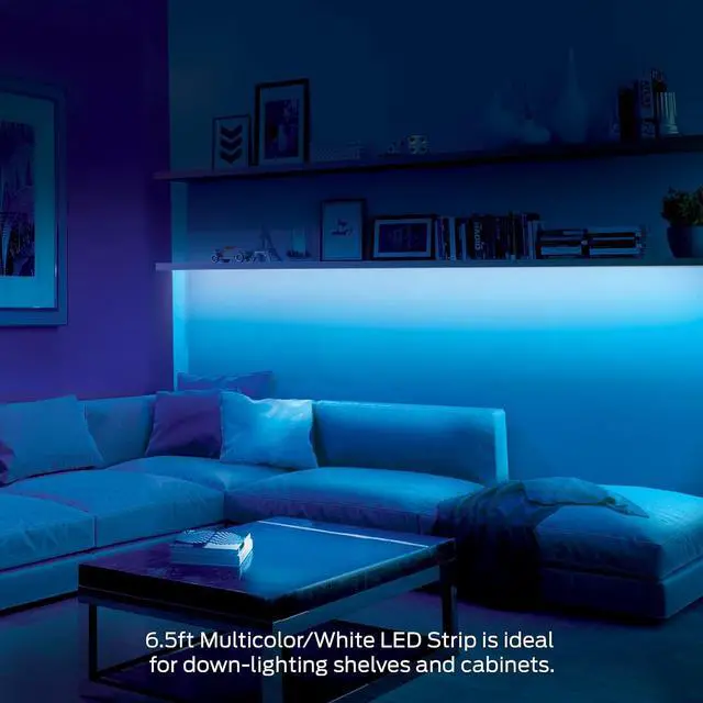Alt view image 3 of 7 - Multi-Color and Multi-White LED Light Strip 6.5 Foot Customizable Peel and Install Flexible Enhanced Ambiance Remote Control Included Home Decoration Any Room