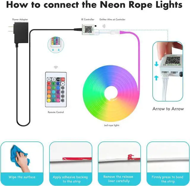 Alt view image 6 of 6 - Led Strip Lights RGB 49FT Neon Rope Lights for Bedroom App+Remote Control Music Sync Color Changing Outdoor IP67 Waterproof for Bedroom Living Gaming Party Decoration